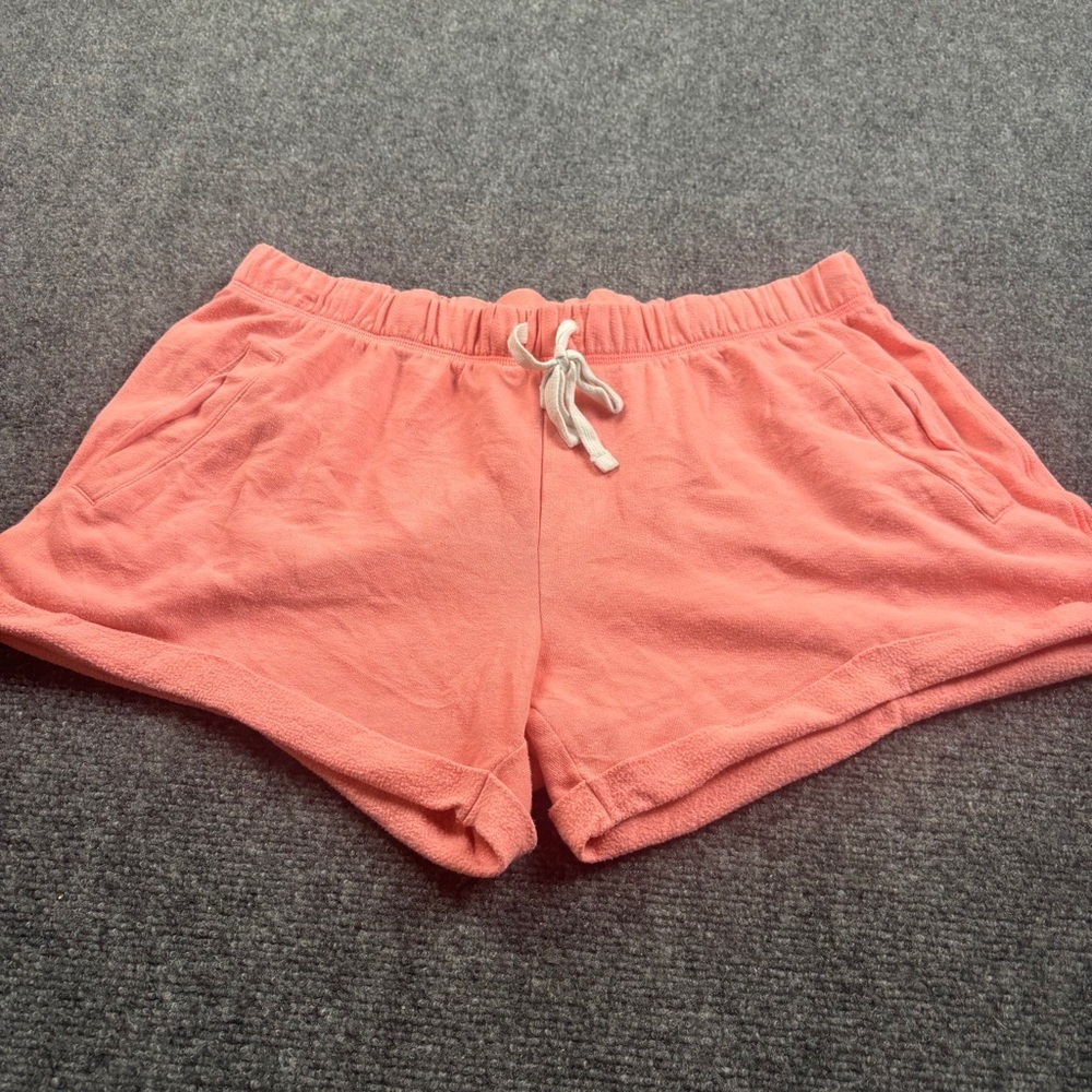 PINK Women’s Coral Pink Cuffed Shorts “Pink” Logo on back size: Large